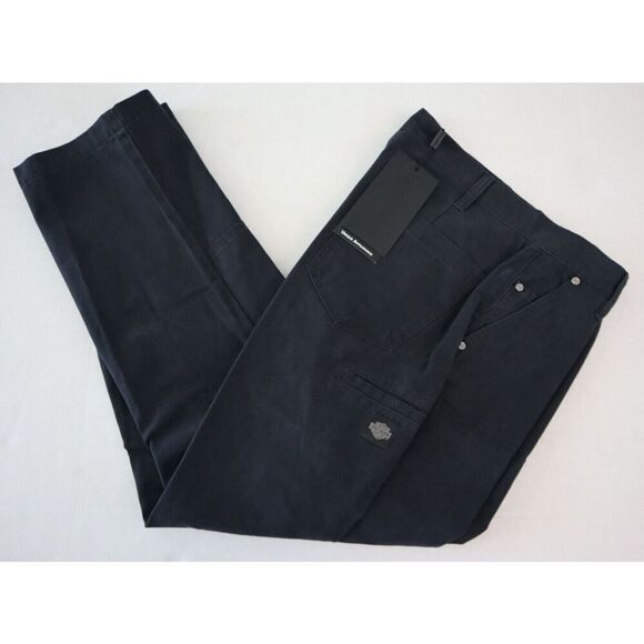 Harley-Davidson 96000-23VM Men's Sz 34x30 Black Mechanic Woven Carpenter Pants - Picture 8 of 9